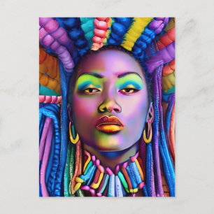 Black queen melanin Sista African American woman Holiday Postcard
