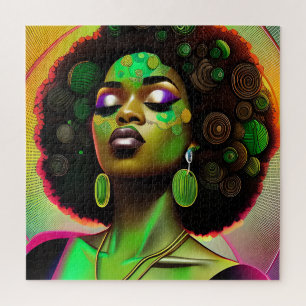 Black queen melanin Sista African American woman Jigsaw Puzzle