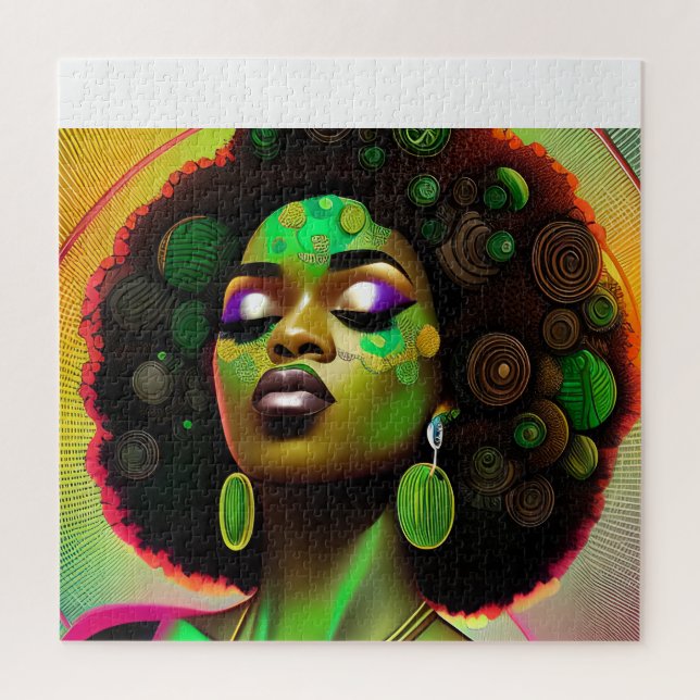 Black queen melanin Sista African American woman Jigsaw Puzzle (Vertical)