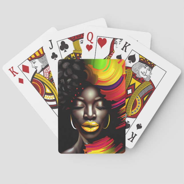 Black Queen Melanin Sista Beautiful Imperfections Playing Cards (Back)