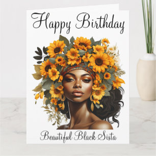 Black queen melanin sista birthday love card