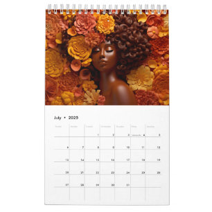 Black queen melanin sista flower curly afro women calendar