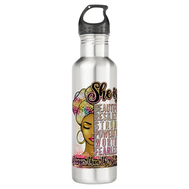 Black Queen Melanin Woman Brown Skin Sista Magic 710 Ml Water Bottle (Front)