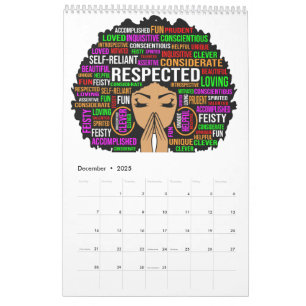 Black Queen Melanin Woman Brown Skin Sista Magic Calendar