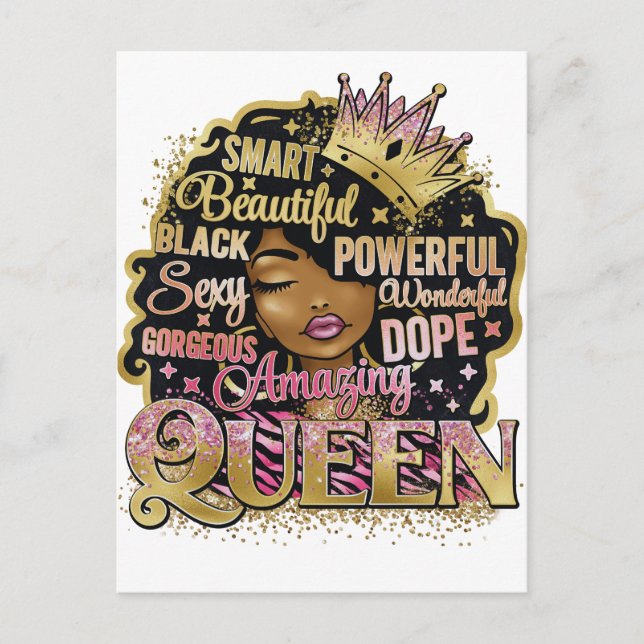 Black Queen Melanin Woman Sista Love Postcard (Front)