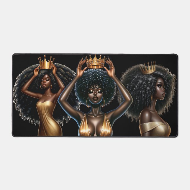Black queen melanin woman sista queens sistas fun  desk mat (Front)