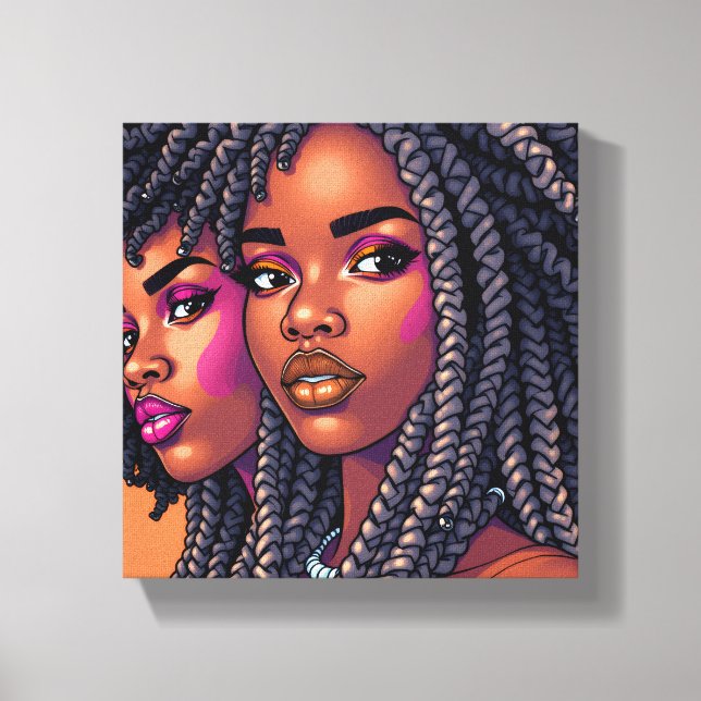Black Queen Melanin Women Sista Orange Queens Canvas Print (Front)