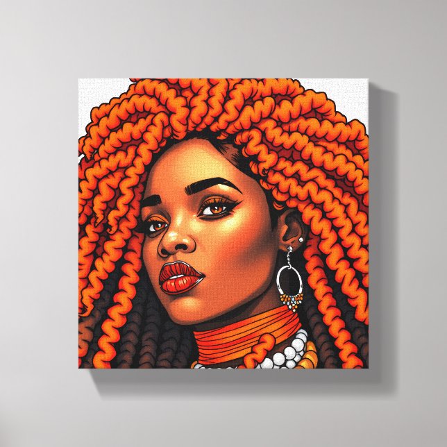 Black Queen Melanin Women Sista Orange Queens Canvas Print (Front)