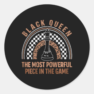 Black Queen Most Powerful Chess African American W Classic Round Sticker
