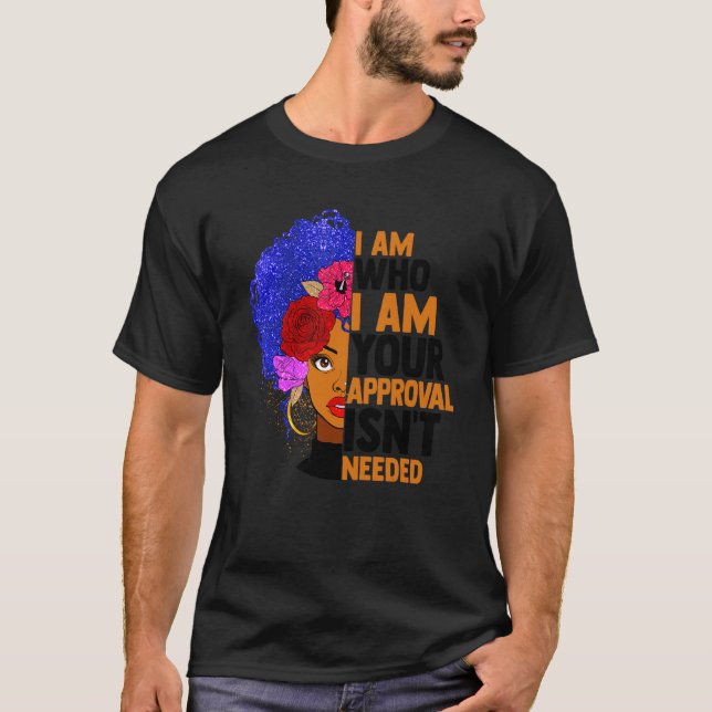 Black Queen Natural Afro African Lady Curly Americ T-Shirt (Front)