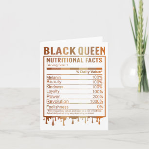 Black Queen Nutrition Facts Black History Month 20 Card