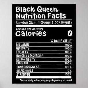 Black Queen Nutrition Facts Melanin Pride Black Hi Poster