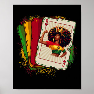 Black Queen Of Hearts Card Deck Game Proud Black H Poster