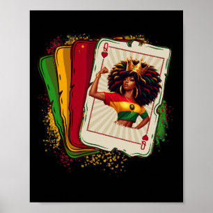 Black Queen Of Hearts Card Deck Game Proud Black H Poster