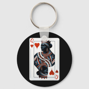 black queen of hearts card deck game proud black w key ring