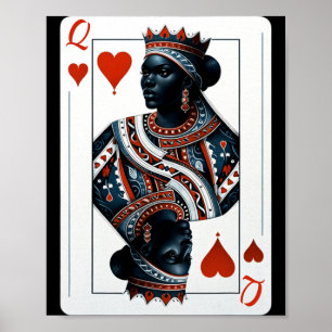 black queen of hearts card deck game proud black w poster