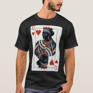 Black Queen Of Hearts Card Deck Game Proud Black W T-Shirt