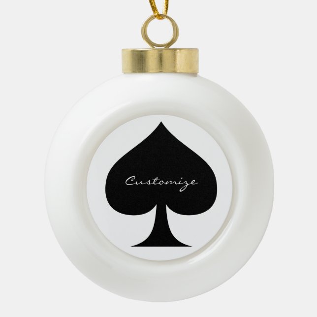 Black Queen of Spades Black Thunder_Cove Ceramic Ball Christmas Ornament (Front)