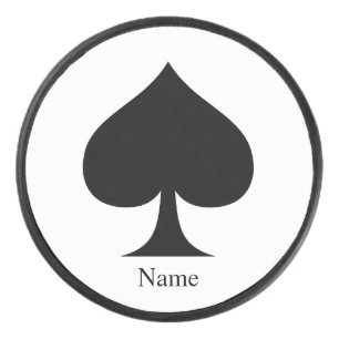 Black Queen of Spades Black Thunder_Cove Hockey Puck
