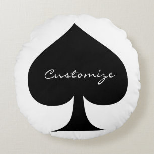 Black Queen of Spades Black Thunder_Cove  Round Cushion