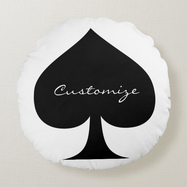 Black Queen of Spades Black Thunder_Cove  Round Cushion (Front)