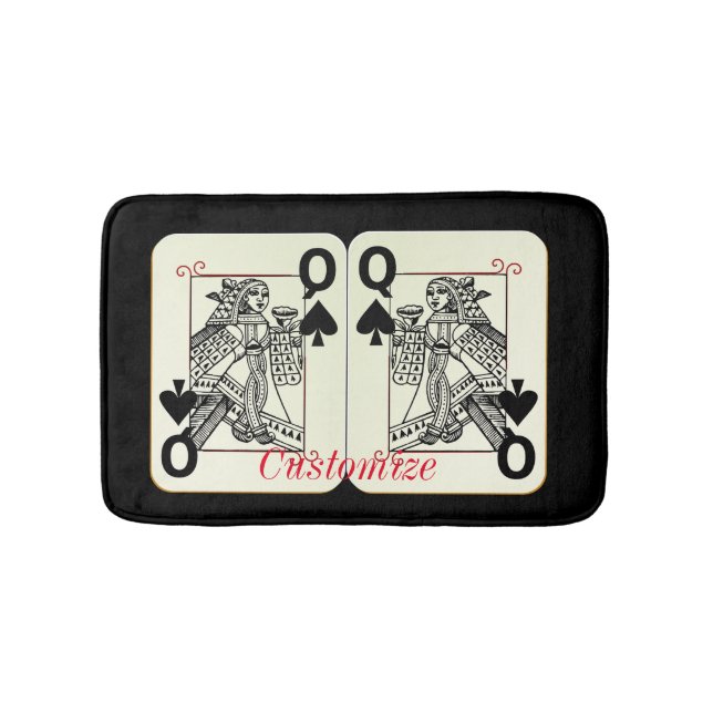 Black Queen of Spades Card Thunder_Cove Bath Mat (Front)