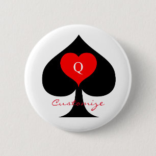 Black Queen of Spades Red Heart Thunder_Cove 6 Cm Round Badge