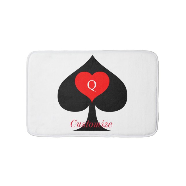 Black Queen of Spades Red Heart Thunder_Cove Bath Mat (Front)