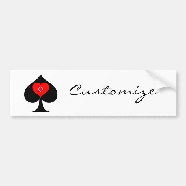 Black Queen of Spades Red Heart Thunder_Cove Bumper Sticker (Front)