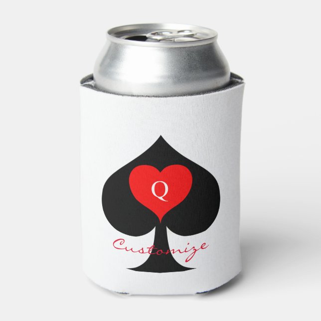 Black Queen of Spades Red Heart Thunder_Cove Can Cooler (Can Front)