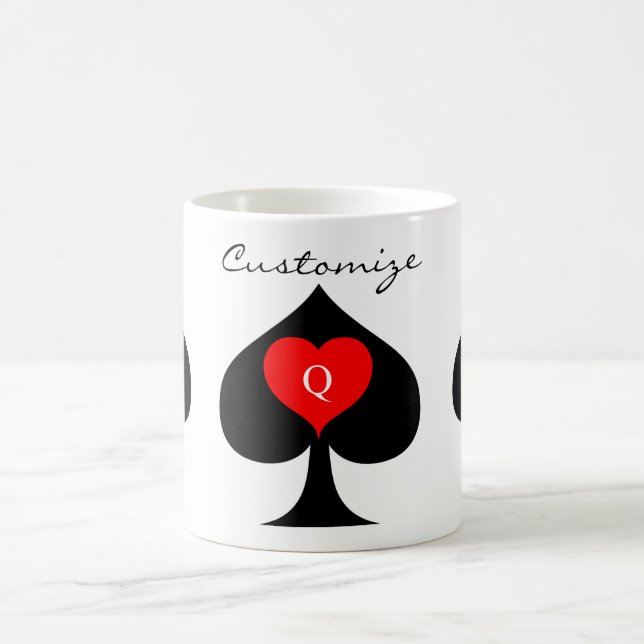 Black Queen of Spades Red Heart Thunder_Cove Coffee Mug (Center)
