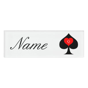 Black Queen of Spades Red Heart Thunder_Cove Name Tag