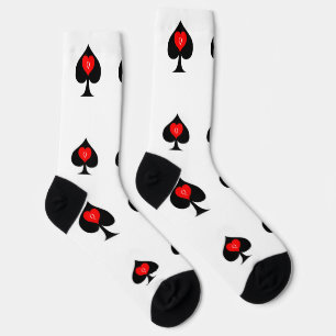 Black Queen of Spades Red Heart Thunder_Cove Socks