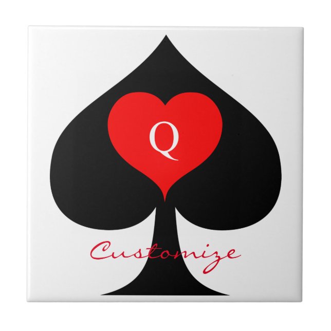 Black Queen of Spades Red Heart Thunder_Cove Tile (Front)