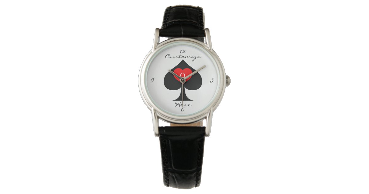 Black Queen of Spades Red Heart Thunder_Cove Watch | Zazzle.co.uk