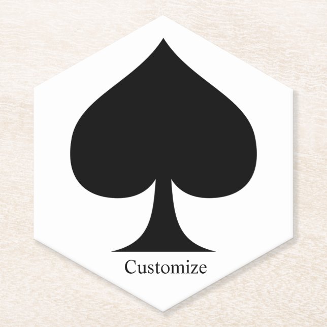 Black Queen of Spades  Thunder_Cove Paper Coaster (Front)