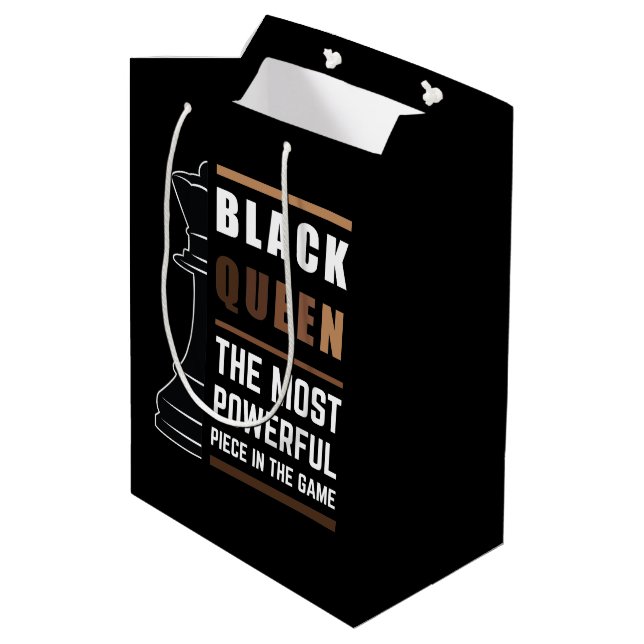 Black Queen The Most Powerful Piece In The Game 1 Medium Gift Bag (Back Angled)