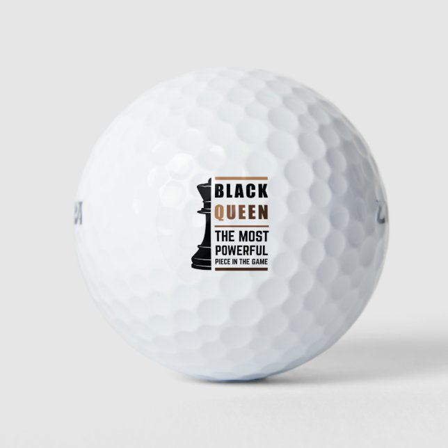 Black Queen The Most Powerful Piece In The Game 2 Golf Balls (Front)