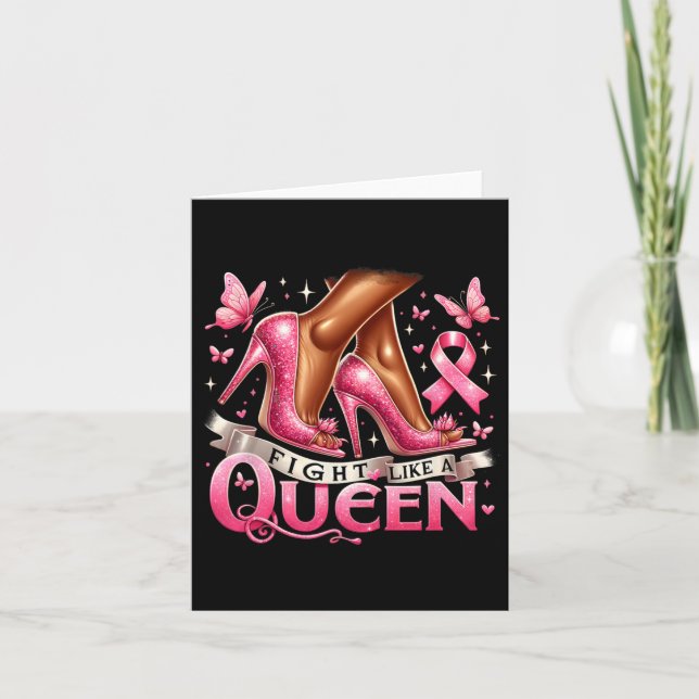Black Queen Woman Fight Like A Queen Breast Cancer Card (Front)