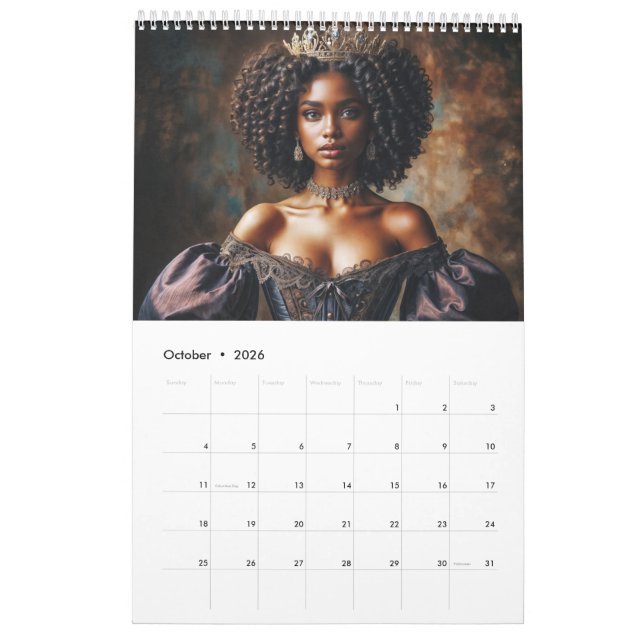 Black Queens and Princesses Royal Calendar (Oct 2026)