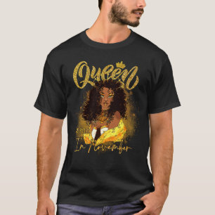 Black Queens Are Born in November Afro African Que T-Shirt