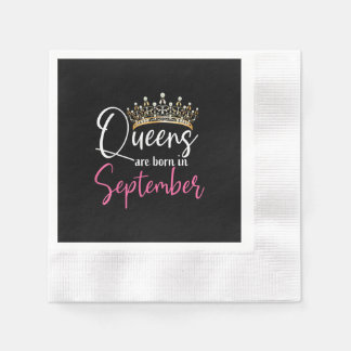 Black Queens are Born in September Women Birthday Napkin