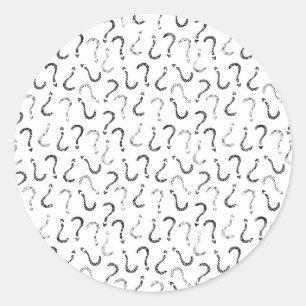 Black question mark seamless pattern classic round sticker