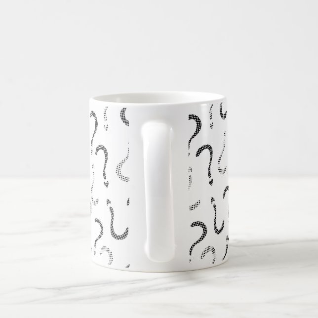 Black question mark seamless pattern coffee mug (Handle)