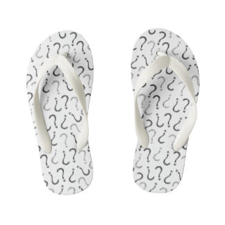 Black question mark seamless pattern kid's flip flops