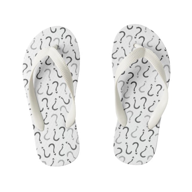 Black question mark seamless pattern kid's flip flops (Footbed)