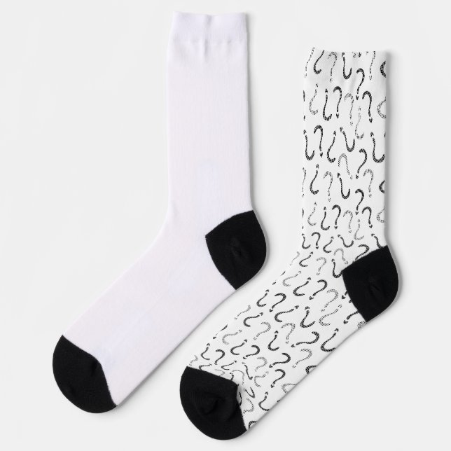 Black question mark seamless pattern socks (Left)