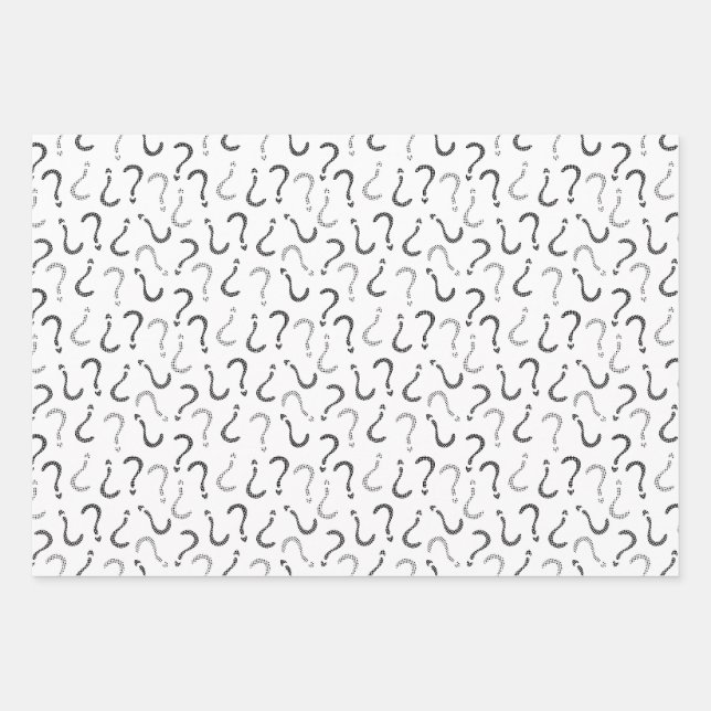 Black question mark seamless pattern wrapping paper sheet (Front)
