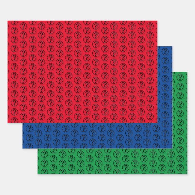 Black Question Marks Pattern 3D Wrapping Paper Sheet (Set)