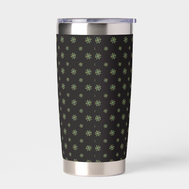 Black Quilt Star Insulated Tumbler (Left)